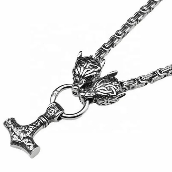 Other - Men Wolf Head Thor Mjolnir Necklace Stainless Steel Norse Viking Thor Hammer Pen